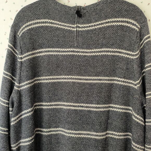 Talbots Sweater NEW 3X Gray White Striped Pullover Cotton Blend Minimal Capsule - Picture 10 of 15